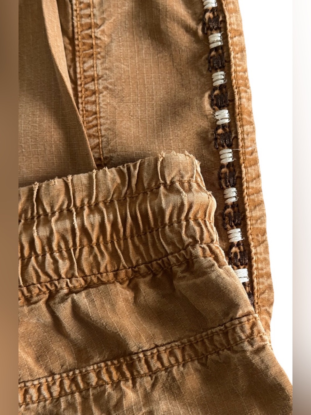 ANTHROPOLOGIE Byron Tobacco Brown Utility Joggers Pants + Embroidery Size XS - Picture 7 of 10